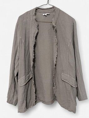 Linen Luv Grey Blazer / Lightweight Jacket With Frayed Trim • Made In Italy